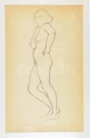 Kézdi-Kovács Elemér (1898-1976): Női álló akt. Ceruza, papír. jelzés nélkül. Proveniencia: a művész hagyatéka. Paszpartuban, 43×26,5 cm