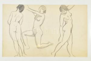 Kézdi-Kovács Elemér (1898-1976): Női aktok. Ceruza, papír. jelzés nélkül. Proveniencia: a művész hagyatéka. Paszpartuban, 26,5x43 cm