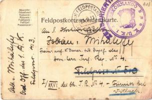 1917 Tábori Postai Levelezőlap / Feldpost / WWI Austro-Hungarian K.u.K. military field postcard + &q...