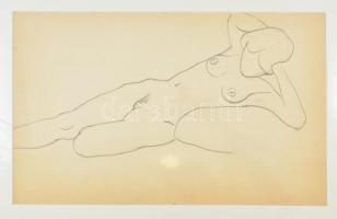 Kézdi-Kovács Elemér (1898-1976): Álmodozó női akt. Ceruza, papír. jelzés nélkül. Proveniencia: a művész hagyatéka. Paszpartuban, 26,5x43 cm