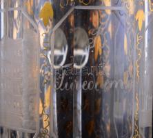 Balatonfüredi emlék pohár.  Erzsébet udvar és a füredi kút képével. XIX. sz. vége. Kézzel festett, m...