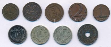 Vegyes: 1894-1941. 9db vegyes osztrák és magyar fémpénz T:2,2- Mixed: 1894-1941. 9pcs of mixed Austrian and Hungarian coins C:XF,VF