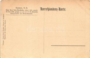 Stockern (Meiseldorf), Neue Herz Jesu-Pfarrkirche, Reliefbild am Haupteingang, Presbyterium mit Kreu...