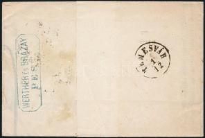 1867 Sárga 2kr nyomtatványon Pestről Russbergre