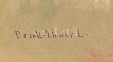 Deák Ébner Lajos (1850-1934): Garam mellett. Gouache, papír, kartonra kasírozva. Jelzett. Hátoldalán...