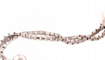 Ezüst(Ag) kék köves karkötő, állítható, Pandora jelzéssel, bruttó: 6,47 g