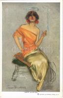 1920 Saint Nicotine Lady art postcard, smoking. Reinthal & Newman Pubs. No. 425. s: Lou Mayer (EB)