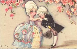 Romantic couple. Italian art postcard. Ballerini & Fratini 176. s: Chiostri
