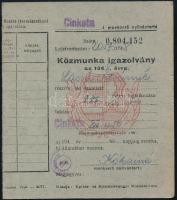 1948 Közmunka igazolvány Cinkota.