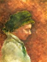 Vaszary J jelzéssel: Kisfiú portréja. Olaj, vászon. Üvegezett, sérült fa keretben. 50,5x39 cm