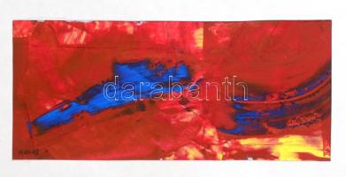 Kokas jelzéssel: Vörös kép. Olaj, papír. Paszpartuban. 9,5x22,5 cm