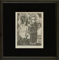 Kondor jelzéssel: Alakok. Fametszet, papír, üvegezett fa keretben, 13,5×11 cm