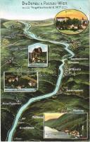Donau von Passau-Wien. Vogelschaubild No. 7. / map with Danube river. Atelier E. Felle
