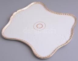 Aranyozott porcelán kávéskészlet. Hat személyes, teljes. 1 db tálca, 1 db kiöntő, 1 db cukortartó, 6...