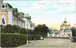 Petergof, Peterhof, Petrodvorets (Saint Petersburg); Le palais et léglise / royal palace, church
