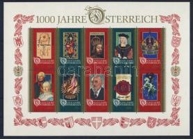 1000 Jahre Österreich Block, 1000 éves Ausztria blokk, Millenium of Austria block