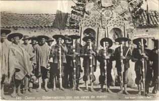 Cuzco, Gobernadores con sus varas de mando / Governors with their rods of command, Peruvian folklore (EK)