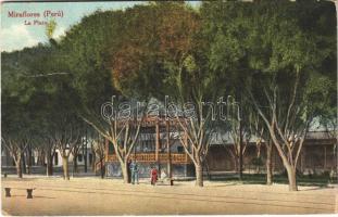 1930 Miraflores, La Plaza / square, street view (crease)