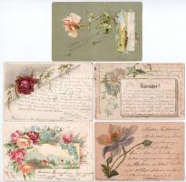 33 db RÉGI motívum képeslap vegyes minőségben: üdvözlő növényekkel és virágokkal / 33 pre-1945 motive postcards in mixed quality: greetings with plants and flowers