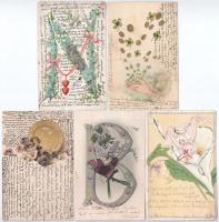 33 db RÉGI motívum képeslap vegyes minőségben: üdvözlő növényekkel és virágokkal / 33 pre-1945 motiv...
