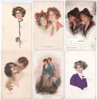 12 db RÉGI motívum képeslap vegyes minőségben: amerikai hölgyek / 12 pre-1945 motive postcards in mi...