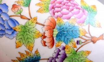 Herendi Viktória mintás tojás alakú bonbonniere, kézzel festett, jelzett, hibátlan, 10x17x11,5 cm