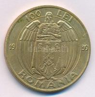 Románia 1939. 100L fém hamisítvány (fake copy!) (19,19g) T:1-