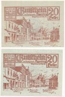 Ausztria / Eggenburg 1920. 20h (2x), egyik fordított hátlapi nyomattal T:I-,II Austria / Eggenburg 1920. 20 Heller (2x), one with reverse back print C:AU,XF