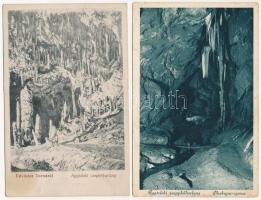 Aggteleki cseppkőbarlang - 4 db képeslap + 12 kisméretű Baradla / 4 pre-1945 postcards + 12 small si...