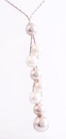 Ezüst(Ag) nyaklánc, gyöngyös díszítéssel, jelzett, h: 48 cm, bruttó: 6,16 g