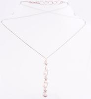 Ezüst(Ag) nyaklánc, gyöngyös díszítéssel, jelzett, h: 48 cm, bruttó: 6,16 g