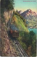 1911 Bürgenstock, Bürgenstock-Bahn mit Pilatus / funicular railway, train