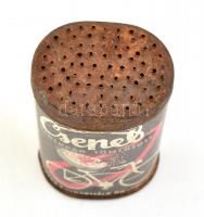 Csepel kerékpár tömlőfolt, fém doboz, rozsdás, 8,5×4 cm