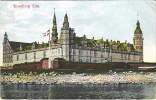Helsingor, Helsingör; Kronborg Slot / castle, Danish flag (EB)