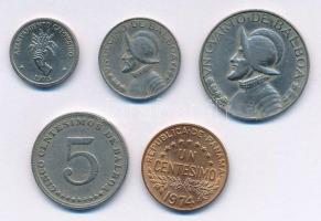 Panama 1970-1975. 1c-1/4B (5xklf) T:1--2- Panama 1970-1975,. 1 Centesimo - 1/4 Balboa (5xdiff) C:AU-VF