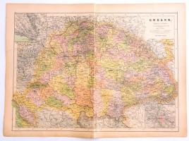 cca 1910 Magyarország térképe, kiadja: Freytag & Berndt Wien, 38×52 cm