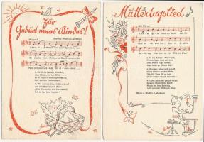 5 db MODERN motívum képeslap: német zene kottával / 5 modern motive postcards: German music sheets