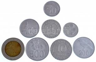 Indonézia 1979-2003. 5R-1000R (8xklf) T:1-,2 Indonesia 1979-2003. 5 Rupiah - 500 Rupiah (8xdiff) C:AU,XF