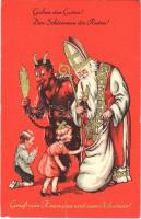 ~1950 Gruss vom Krampus und vom Nikolaus! / Krampus, Saint Nicholas / Krampusz és Mikulás