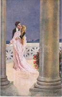 1920 Romantic couple. Italian lady art postcard. Serie 1027-5. artist signed