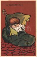 In Süsser Ruh / Children art postcard. Raphael Tuck & Sons Komische Kinder Serie No. 305B. artist signed