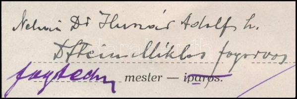 1927 Fogtechnikus segédlevél fogorvos aláírással