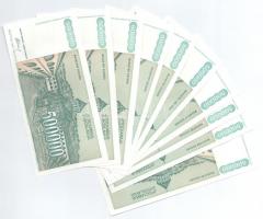 Jugoszlávia 1993. 50.000D (10x) sorszámkövetők "AC 7997731 - AC 7997740" + 500.000D (10x) ...