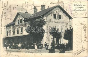 1904 Esztergom, pályaudvar, vasútállomás. Stromf Ignácz kiadása (EK)