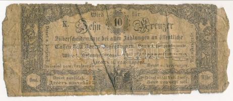 1860. 10Kr K. K. Hauptmünzamt für Silberscheidemünze T:IV Austrian Empire 1860. 10 Kreuzer K. K. Hauptmünzamt für Silberscheidemünze C:G Adamo G93