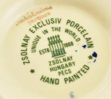 Zsolnay virág mintás váza. Kézzel festett, jelzett (Mihálkovicsné), hibátlan  m:26,5  cm