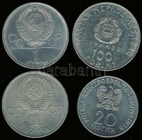1980. 100Ft + Lengyelország 1978. 20Zl + Szovjetunió 1979. 1R + 1981. 1R mindegyik űrhajózás motívum...