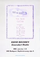 1988 David Hockney (1937-) angol festőművész a budapesti Generalart Stúdióban rendezett kiállítási plakátja. Ofszet, papír, 59x42 cm. Jó állapotban, jobb alsó sarkában kisebb törésnyommal. / Exhibition poster, ofset on paper, 59x42 cm.