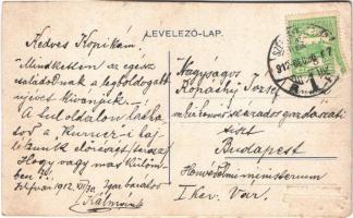 1912 Székesfehérvár, katonatisztek a "Kurucz"-i hajlék teraszán, villa. Pete Gyula photo  ...