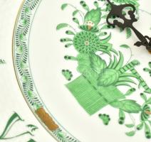 Herendi Indiai kosár mintás porcelán falióra. Kézzel festett, jelzett, hibátlan, óra rész mozog, d: ...